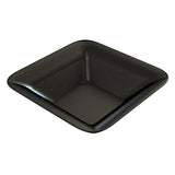 A square-shaped, shallow cast aluminum bowl with rounded edges and a slightly raised rim, featuring a shiny surface speckled with tiny white dots that resemble stars. This cold holding bowl is empty and shown against a plain white background.