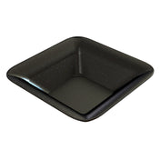 A square-shaped, shallow cast aluminum bowl with rounded edges and a slightly raised rim, featuring a shiny surface speckled with tiny white dots that resemble stars. This cold holding bowl is empty and shown against a plain white background.