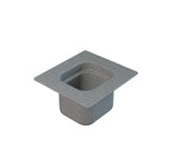 A square, gray cast aluminum sink with rounded inner corners and a wide, flat rim, isolated on a white background. The deep basin has smooth surfaces, resembling a sixth size steam table pan, and is suitable for installation in a countertop.