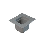 A square, gray cast aluminum sink with rounded inner corners and a wide, flat rim, isolated on a white background. The deep basin has smooth surfaces, resembling a sixth size steam table pan, and is suitable for installation in a countertop.