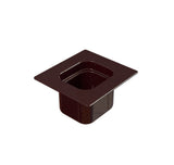 A deep, square-shaped, dark brown steam table pan with a flat rim, designed for commercial kitchen or buffet use. The sides are straight, the interior is smooth, and it’s ideal for cold holding. The empty pan sits on a white background.
