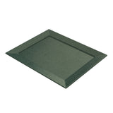 A rectangular, dark green tray with a flat surface and raised, sloped edges. Made from Duracoat coated cast aluminum, this dishwasher safe platter features a simple, modern design and is pictured on a white background at an angle.