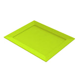 A rectangular, bright green platter with a slightly raised edge and smooth surface, displayed on a white background. The tray features a modern, minimalist design ideal for cold holding and serving.