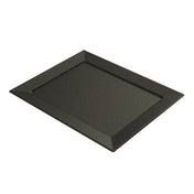 A rectangular black Duracoat coated cast aluminum tray with slightly raised edges and a glossy finish, featuring small white speckles evenly distributed across its surface. The tray is photographed on a plain white background.