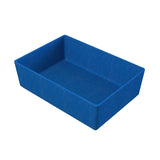 A rectangular, blue plastic storage bin with high sides and no lid, shown from an angle against a white background. This dishwasher safe bowl features a slightly textured surface for added grip.