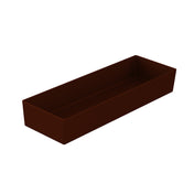 A rectangular, dark brown Duracoat coated cast aluminum tray with slightly angled sides, empty and viewed from a slight angle above. The tray sits on a white background.
