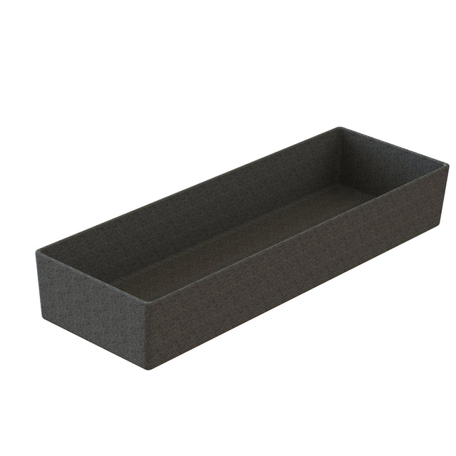 A black rectangular cast aluminum bowl sits against a white background. This cold holding bowl is both functional and dishwasher safe.