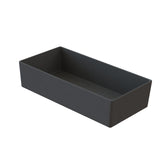 A rectangular, dark gray, open-top cast aluminum box with smooth sides and sharp corners, viewed at an angle. The interior is empty, and the box sits against a plain white background.