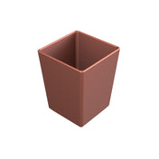 A 3D-rendered image of a simple, empty, square-shaped container with a matte, reddish-brown Duracoat coated aluminum finish. The bowl has straight sides and slightly rounded top edges, shown against a plain white background.
