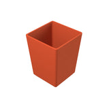 A plain, square-shaped orange bowl made of cast aluminum with an open top, viewed from a slight angle above. The container has smooth sides and a flat base, ideal for cold holding, and is set against a white background.