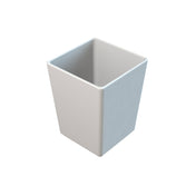 A white, square-shaped cold holding bowl with smooth sides and slightly rounded edges, viewed from an angle above. The bowl is empty and set against a plain white background.