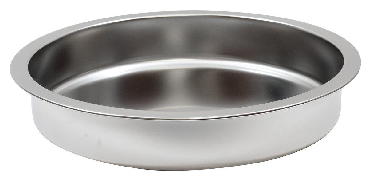 A shiny, round TableCraft stainless steel bowl with smooth sides and a wide rim, placed on a white background. The polished 6 qt interior is deep and seamless, suitable for holding food or liquids.