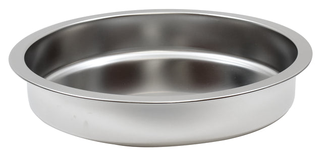 A shiny, round TableCraft stainless steel bowl with smooth sides and a wide rim, placed on a white background. The polished 6 qt interior is deep and seamless, suitable for holding food or liquids.