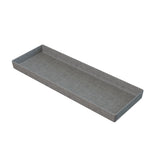 A rectangular gray felt tray with low sides, viewed from a slight angle. The tray has clean lines and a minimalist design, perfect for organizing small items like a cast aluminum bowl on a desk or tabletop. The background is plain white.