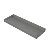 A rectangular gray felt tray with low sides, viewed from a slight angle. The tray has clean lines and a minimalist design, perfect for organizing small items like a cast aluminum bowl on a desk or tabletop. The background is plain white.