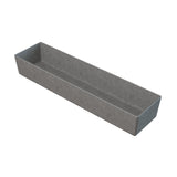 A rectangular, grey, felt drawer organizer tray with straight sides and an open top, shown on a white background. Its long, narrow shape is ideal for organizing items like utensils or office supplies—perfect alongside your NSF bowl or cold holding bowl.