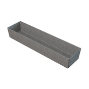 A rectangular, grey, felt drawer organizer tray with straight sides and an open top, shown on a white background. Its long, narrow shape is ideal for organizing items like utensils or office supplies—perfect alongside your NSF bowl or cold holding bowl.
