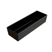 Rectangular, deep black tray with straight sides and a glossy finish, decorated with small white speckles. Made from dishwasher safe material, the tray is empty and set against a plain white background.