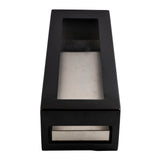 A rectangular black TableCraft box with a transparent window on top, revealing a silver metallic interior with a brushed finish. The box has smooth edges and a minimalist design, shown on a plain white background.