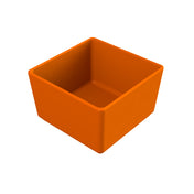 A 3D-rendered image of an empty, square Bowl with smooth surfaces and slightly rounded edges, shown against a plain white background. The bowl appears to be made of glossy cast aluminum, ideal for cold holding applications.