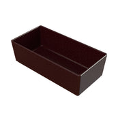 A dark brown rectangular tray with straight sides and slightly rounded corners, shown empty against a white background. The smooth, glossy surface looks lightweight and durable, ideal for cold holding or organizing items like bowls.
