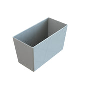 A rectangular, light gray NSF dishwasher safe bowl with smooth surfaces and rounded corners, shown on a white background. The interior is empty, and the container’s top edges are slightly beveled.