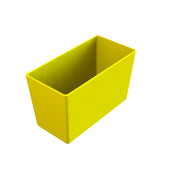 A bright yellow rectangular NSF dishwasher safe bowl with straight sides and an open top, shown against a plain white background. The container appears empty and has smooth, simple surfaces with slightly rounded edges.