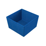 A plain, empty, square-shaped blue box made of smooth, solid Duracoat cast aluminum sits against a white background. The box is open at the top and appears sturdy and NSF dishwasher safe.