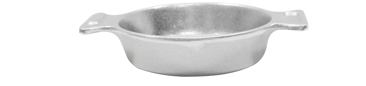 A small, round Mini Server bowl made of Duracoat coated cast aluminum with thick walls and two flat, rectangular handles. The smooth, matte finish helps maintain cold holding as it sits on a flat surface against a white background.