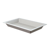 A rectangular, shallow Aurora Collection Food Pan with wide, slightly angled sides and a flat bottom. The tray has a smooth surface and raised rim, perfect as a cold holding food pan. It is empty and shown against a plain white background.