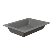 Rectangular gray utility sink made of textured material with a wide, flat rim and sloped inner sides. The deep basin, reminiscent of a Duracoat coated cast aluminum cold holding food pan, highlights its simple, industrial design.