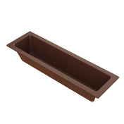 A rectangular, deep brown plastic planter box with straight sides and a wide rim. Smooth and simple like an Aurora Collection Food Pan, the empty planter is angled to show both its interior and exterior surfaces.