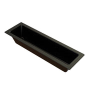Rectangular, deep, black Duracoat coated cast aluminum food pan with a glossy finish and slightly flared rim, viewed at an angle from above on a white background. Ideal for food service use in steam tables or buffets as a cold holding food pan.