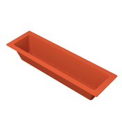 A rectangular, deep orange Aurora Collection Food Pan silicone baking mold with straight sides and a flat rim, viewed from above at an angle on a white background. The smooth interior is perfect for baking bread or loaf cakes.