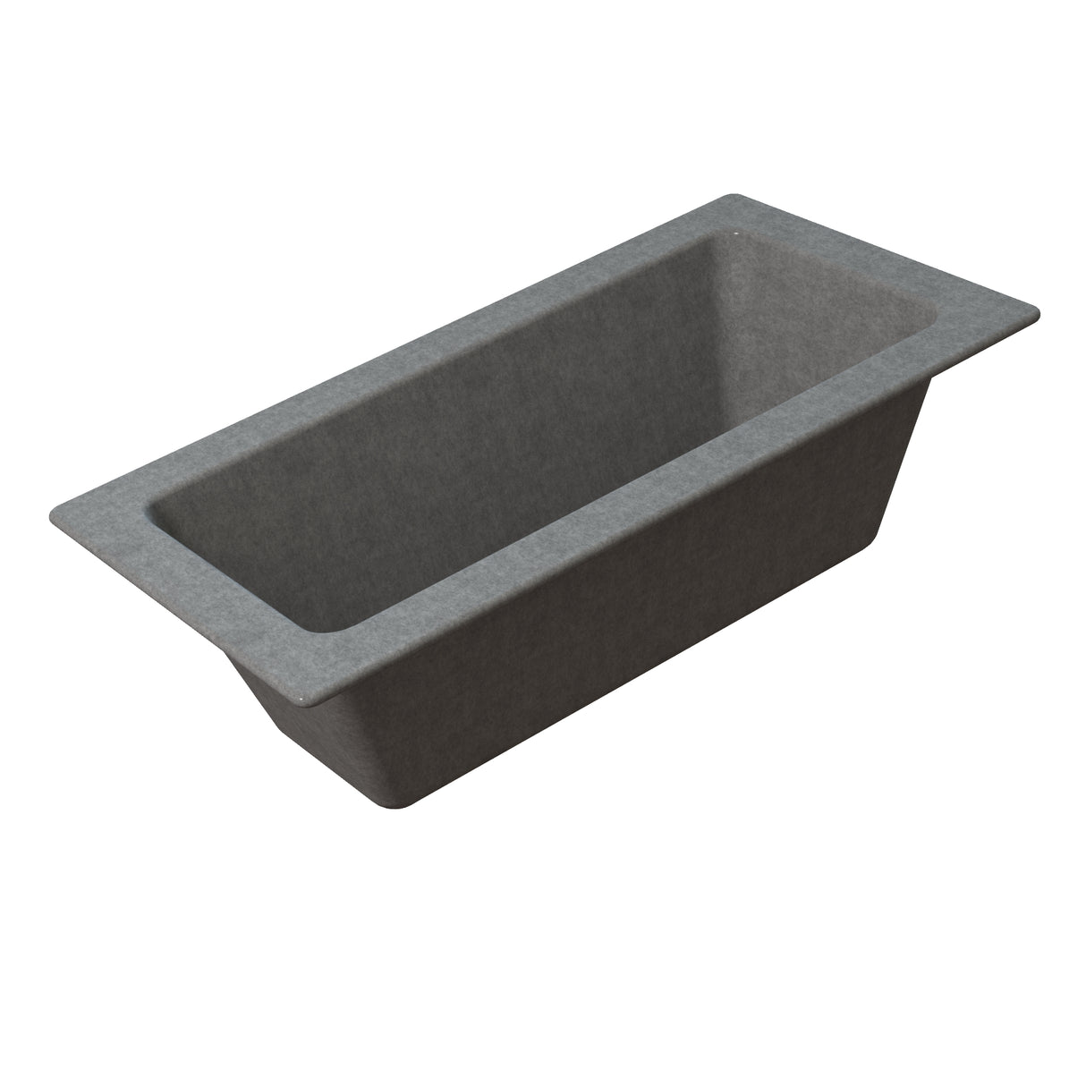 A dark gray, rectangular Aurora Collection Food Pan with angled sides and a wide, flat rim is shown on a white background. Made of Duracoat coated cast aluminum, this nonstick pan is ideal for baking bread or cakes.