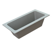 A rectangular gray Aurora Collection Food Pan with straight sides and slightly flared edges, viewed from above against a plain white background. Made from Duracoat coated cast aluminum, this cold holding food pan features smooth surfaces and a wide, outward-extending rim.