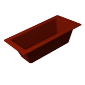 A deep red, rectangular Aurora Collection Food Pan with flared sides and a wide rim is shown on a white background. Its angled perspective highlights the cold holding food pan's depth and smooth Duracoat coated cast aluminum surface.