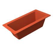 A rectangular, deep, orange Aurora Collection Food Pan with slightly flared sides and a wide rim, viewed from an angled perspective on a white background. The smooth silicone pan appears flexible and nonstick.
