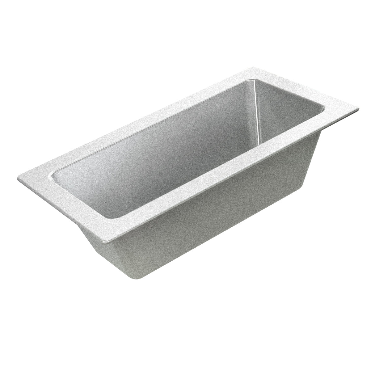 A rectangular, stainless steel Aurora Collection Food Pan with a wide rim, angled sides, and a smooth interior; ideal for cold holding food in commercial kitchens or buffets. The pan is empty and set against a white background.