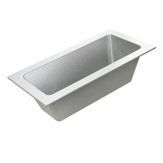 A rectangular, stainless steel Aurora Collection Food Pan with a wide rim, angled sides, and a smooth interior; ideal for cold holding food in commercial kitchens or buffets. The pan is empty and set against a white background.
