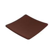 A square, brown plate with slightly upturned edges, shown on a white background. Made from cast aluminum, it has a smooth, glossy finish and a simple, modern design with no patterns or decorations.