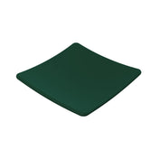 A dark green, square-shaped plate with slightly curved edges, crafted from Duracoat coated cast aluminum. The plate has a smooth, glossy surface and a minimalist design, shown against a white background.