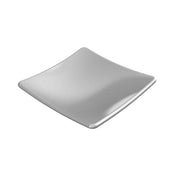 A square, white, ceramic plate with slightly curved edges and a glossy finish, photographed on a plain white background. Modern and minimalist in style, it pairs well with the Sierra Collection Spoon Rest for a cohesive tabletop look.