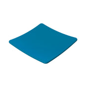 A blue square plate from the Sierra Collection, crafted from Duracoat coated cast aluminum, sits on a white background.