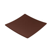A single, empty, square-shaped brown plate with slightly curved edges is centered on a white background. Inspired by the minimalist Sierra Collection Bowl, it features a smooth, matte finish and modern design.