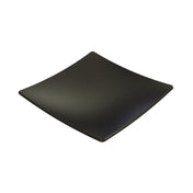A black, square-shaped Duracoat coated plate with slightly upturned edges and a subtle speckled pattern is shown on a white background. The plate has a modern, minimalist design and a smooth, matte finish.