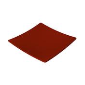 A square, dark red ceramic plate with slightly upturned edges sits on a white background. The plate’s smooth, glossy red finish and simple, modern design echo the elegance of the Sierra Collection Bowl.