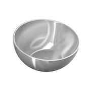 A shiny Sierra Collection Bowl, crafted from sand cast aluminum, features a smooth, rounded interior and thin edges. Reflecting soft highlights and shadows, this cold holding bowl stands out against a plain white background.