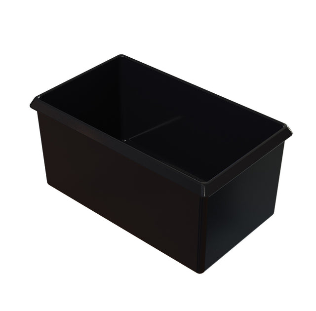 A black rectangular plastic storage bin with slightly flared sides and no visible lid, photographed on a white background—ideal for cold holding in any kitchen, and perfectly suited to complement a Country Kitchen Server setup.