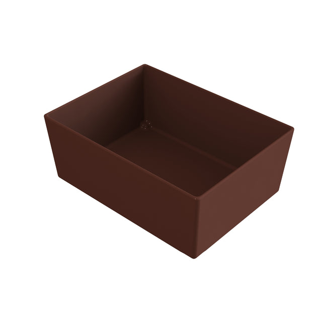 A rectangular, deep, brown box with smooth sides and an open top, shown on a plain white background. The box features sharp, clean edges and a matte Duracoat coated cast aluminum finish for lasting durability.